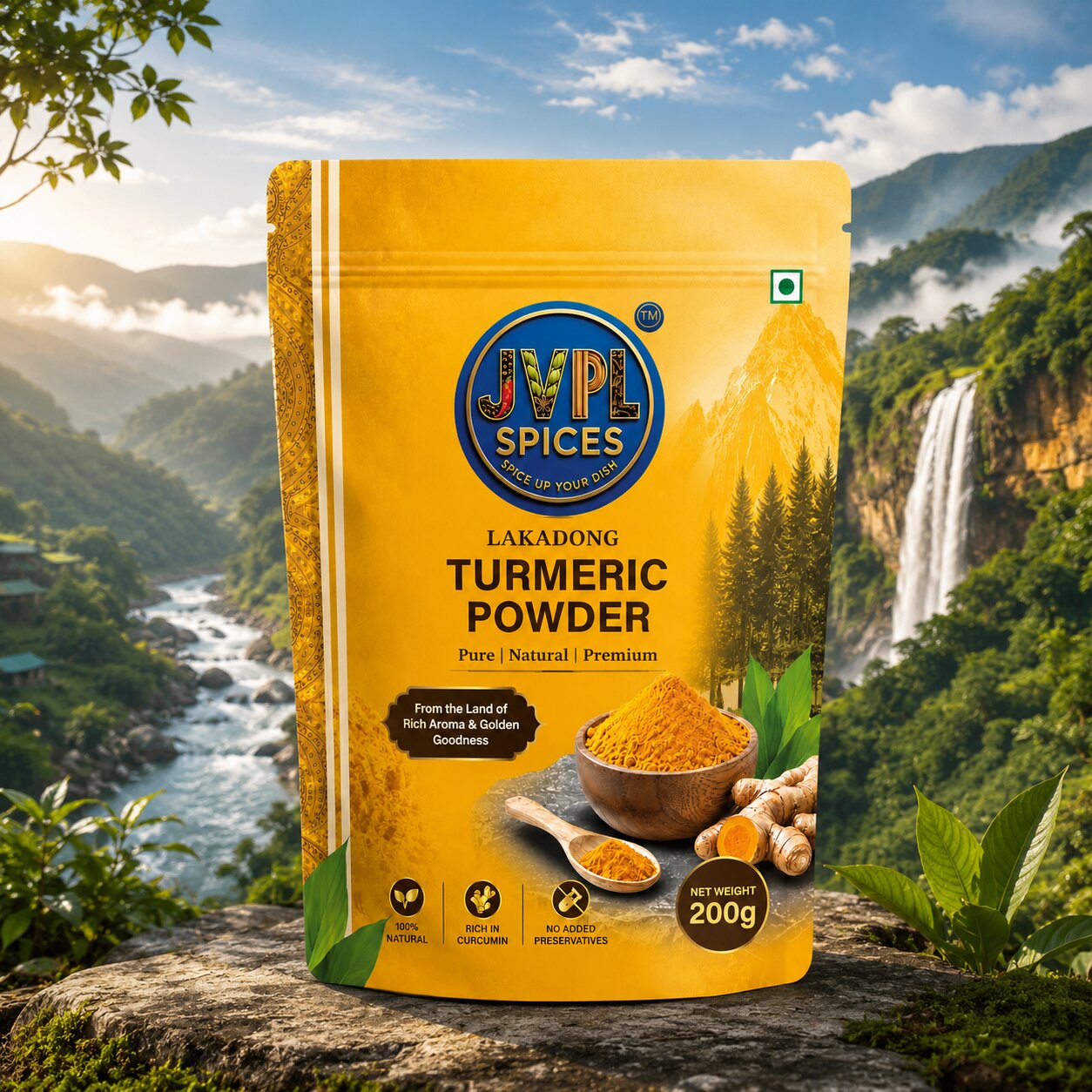 Premium Lakadong Turmeric Powder Container - JVPL Spices